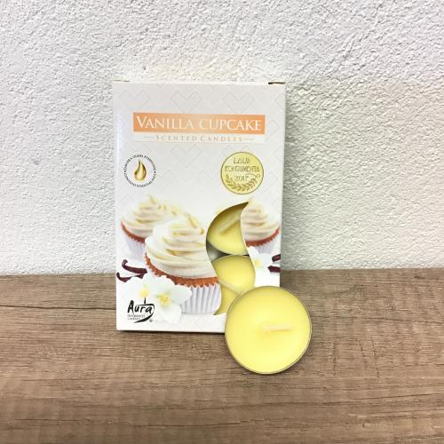 Čajová svíčka S/6ks Hoření 4H s vůní - Vanilla Cupcake