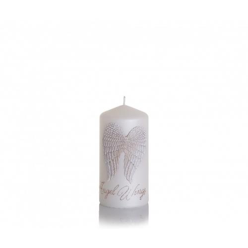 Svíčka Angel Wings Válec 70x150mm -Stříbrná