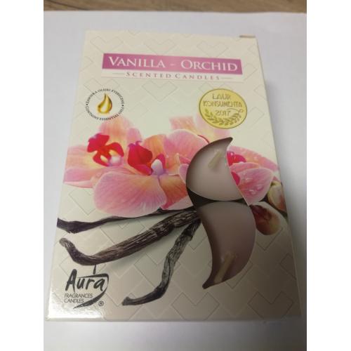 Čajová svíčka 6ks. hoření 4h. vůně - Vanilka - Orchidej