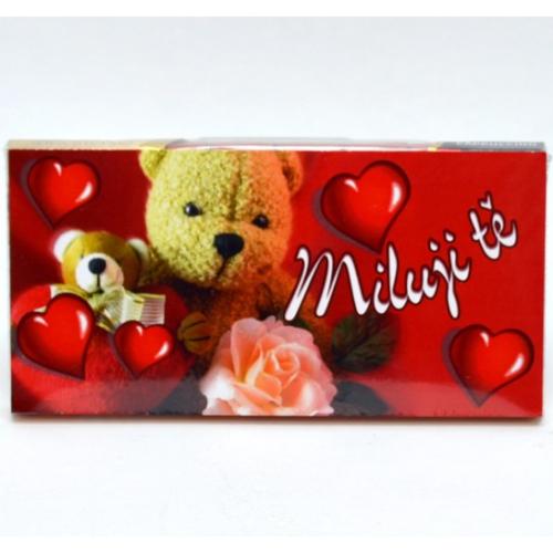Čokoláda s nápisem 100g - Miluji tě  Medvěd růže srdíčka