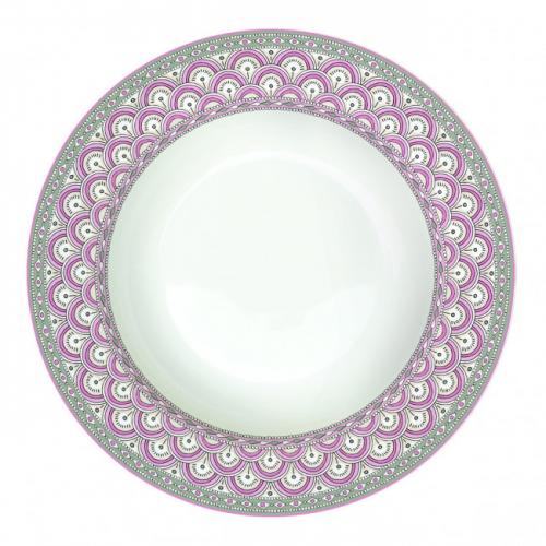 Porcelánový polévkový talíř Kalamkari růžový 22cm - R0943-KAPI