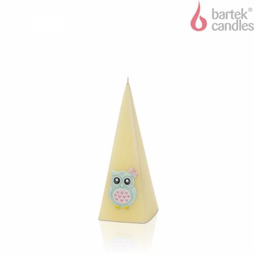 Svíčka Funny Owls pyramida 50x150mm