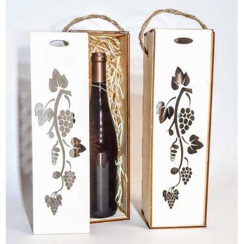 Dřevěná krabice na víno 11x11x37 cm včetně dřevité výstelky   - Hrozny