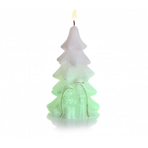 Svíčka Holy Christmas Tree stromek 80x150mm s diodou - Bílá