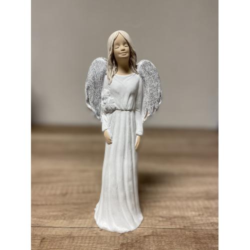 Anděl stříbrná křídla 24cm - Dorotka