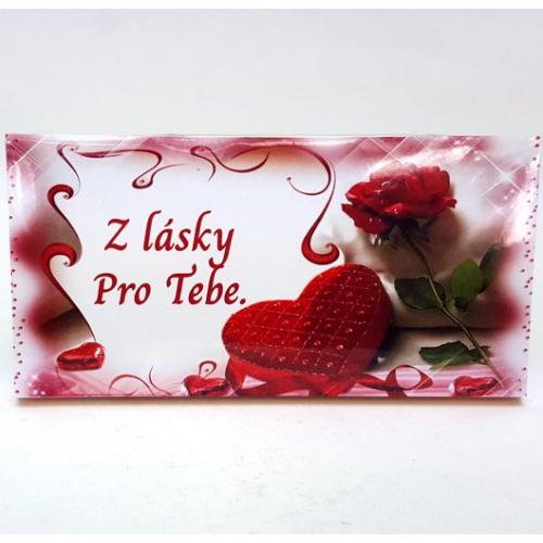 Čokoláda s nápisem 100g - Z lásky jen pro tebe - růže