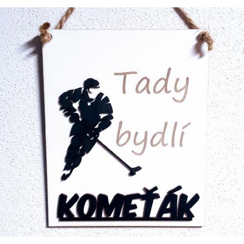 Dřevěná cedule 20x 17 cm hokejista - Kometák