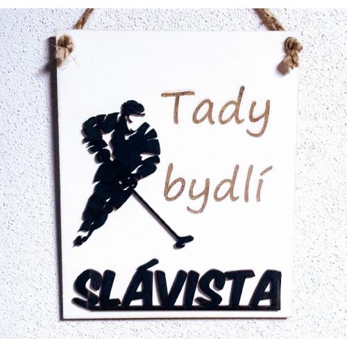 Dřevěná cedule 20x 17 cm hokejista - Slávista