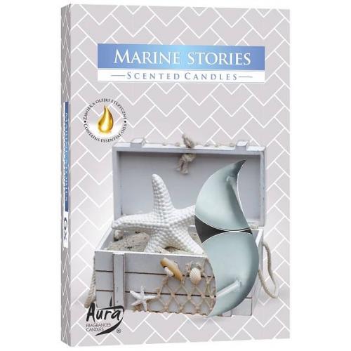 Čajová svíčka S/6ks Hoření 4H s vůní - Marine Stories