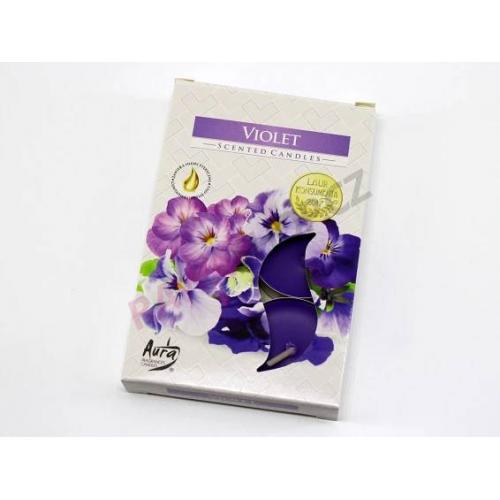 Čajová svíčka S/6ks Hoření 4H s vůní - Violet