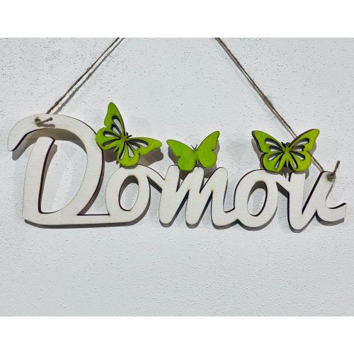 Dřevěný nápis Domov 33x14 - Motýl zelený