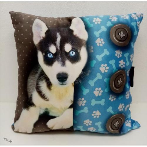 Látkový polštář 33x33cm - Pes Husky
