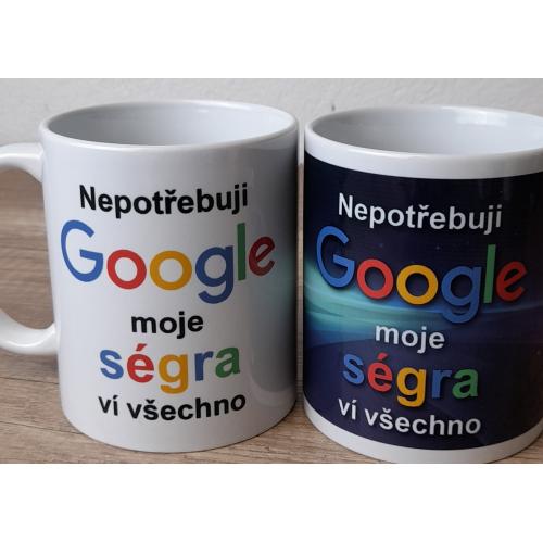 Porcelánový bílý hrnek 350ml s celo obtiskem - Google ségra