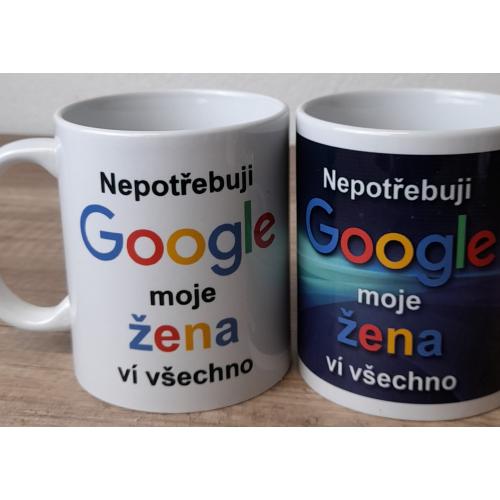 Porcelánový bílý hrnek 350ml s celo obtiskem - Google žena