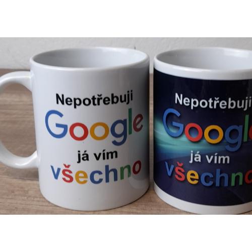 Porcelánový bílý hrnek 350ml s celo obtiskem - Google všechno
