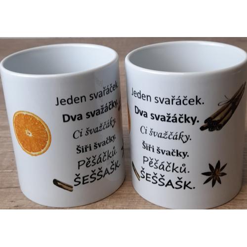 Porcelánový bílý hrnek 350ml s celo obtiskem - Svařák