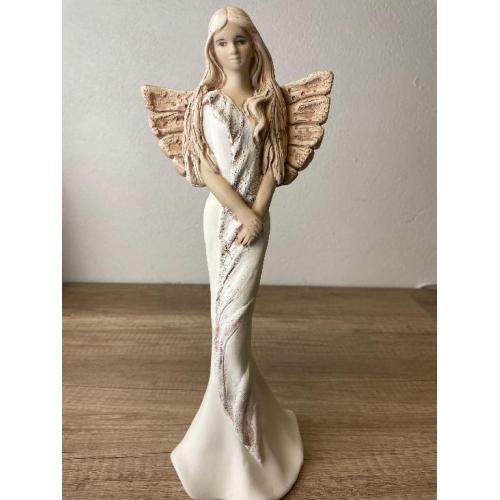 Anděl umělý kámen 36cm hnědá křídla - 1072