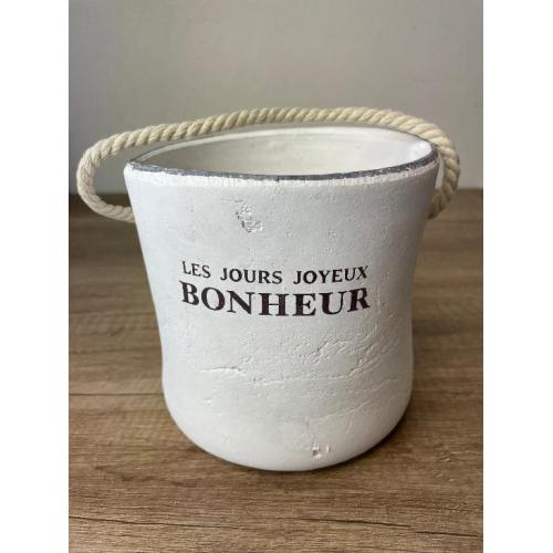 Keramický květináč 15x15cm Bonheur Bílý - BK3963