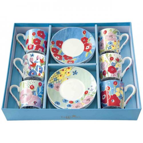 Porcelánová sada 6ks hrnků s podšálkem En Plein Air - R0126-HENR