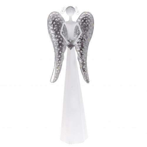 A - Kovový anděl se srdcem LED křídla 40cm - SA343