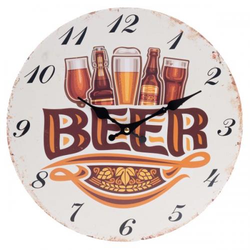 Dřevěné nástěnné hodiny 34cm - Beer