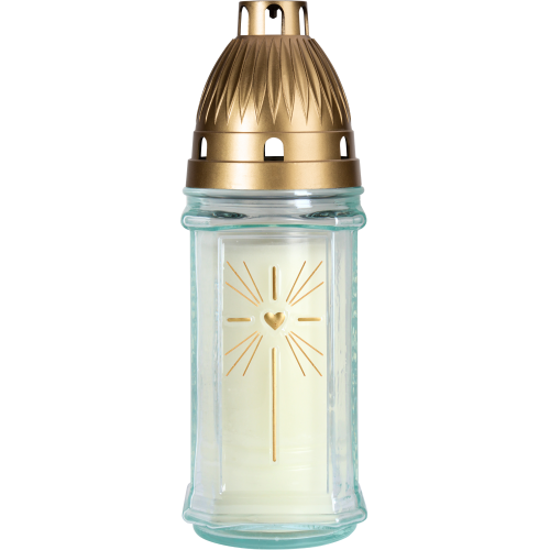 Lampa hřbitovní SVATOZÁŘ skleněná 200g d7,5x22cm - Bílá