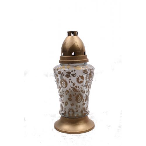 Lampa hřbitovní ZLATÝ DESIGN skleněná 36h d11x25cm