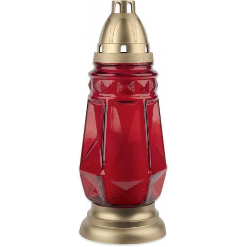 Lampa hřbitovní skleněná 170g, červená - 9399