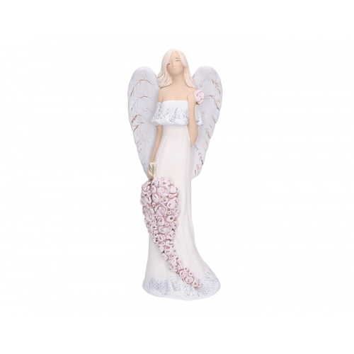 Anděl 35cm květinové srdce - 1048