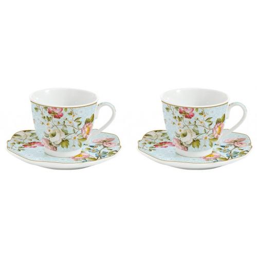 Porcelánové hrnky s podšálky 90ml - Spring festival - R1072