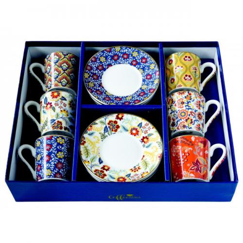 Porcelánová sada 6ks hrnků s podšálkem 100ml Abundance - R0126