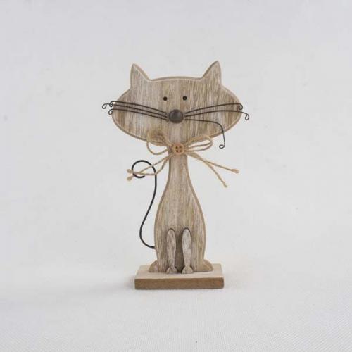 Dřevěná kočka natur 18x10,5 cm - 3105