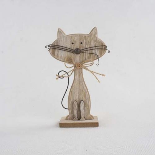 Dřevěná kočka natur 18x10,5 cm - 3105