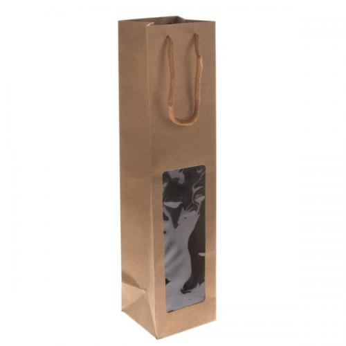 Papírová taška na láhev 38x9 cm - okno
