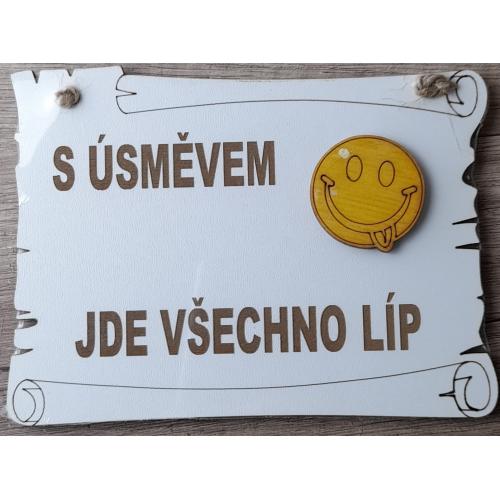 Dřevěný pergamen15x11 cm - s úsměvem jde všechno líp