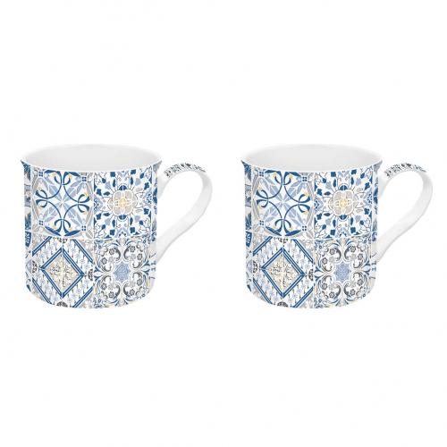 Porcelánová sada hrnků v boxu s/2 modrá - R0178-CADB