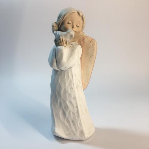 Anděl umělý kámen holubička 19cm - 167