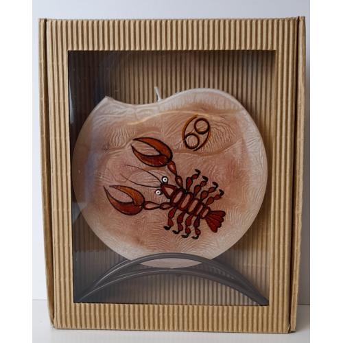 Svíčka disk v kov stojánku 17x15 cm - Rak