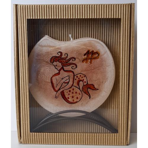 Svíčka disk v kov stojánku 17x15 cm - Panna
