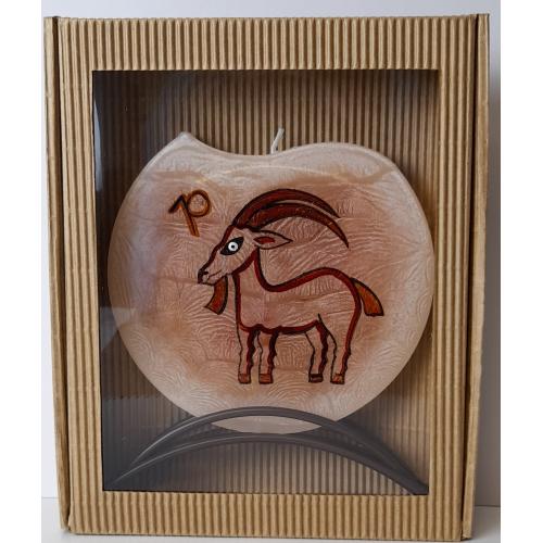 Svíčka disk v kov stojánku 17x15 cm - Kozoroh