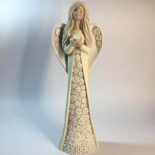 Anděl umělý kámen kvítka 30cm - DEA191