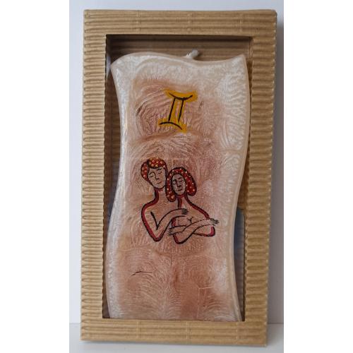 Svíčka s kov stojánkem 15x7cm - Blíženci