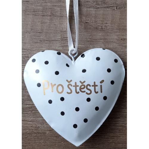 Srdce kovové buclaté 7cm pro štěstí- 25650