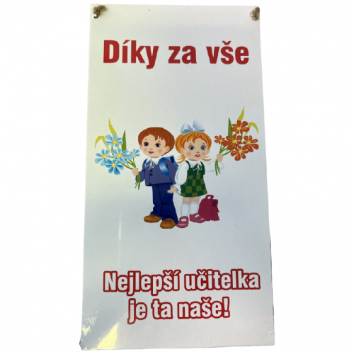 Dřevěná cedule potisk 23x12cm - učitelka děti