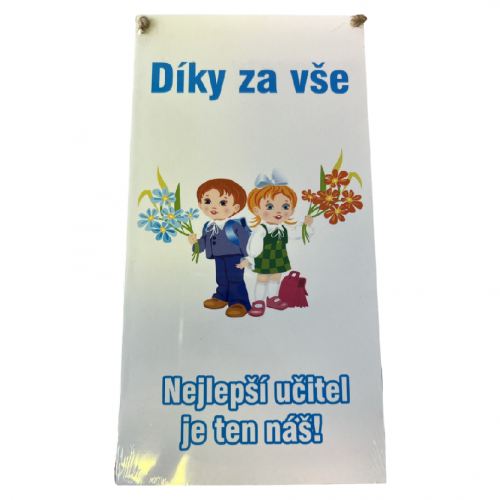 Dřevěná cedule potisk 23x12cm - učitel děti