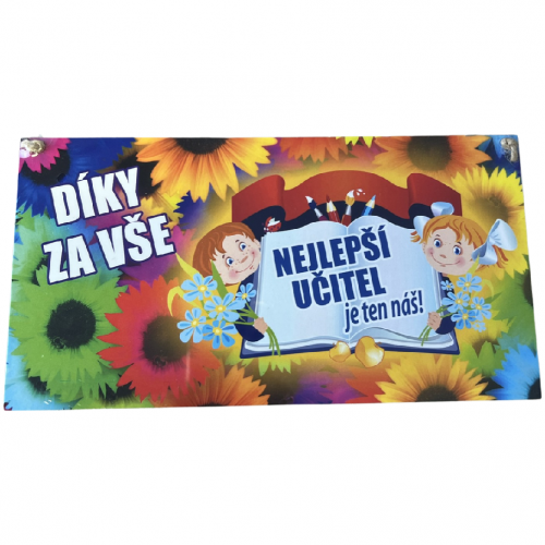 Dřevěná cedule potisk 23x12cm - učitel květy