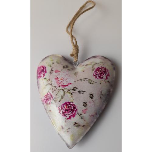 Srdíčko buclaté kovové květiny 12x10 cm - 25646