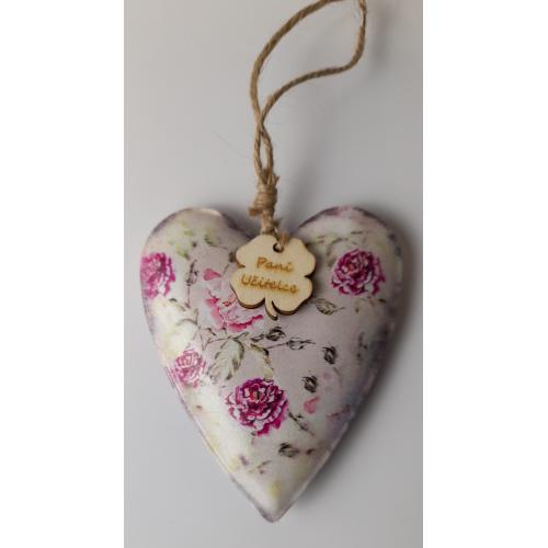 Srdce buclaté kovové květiny 8x7 cm - učitelka
