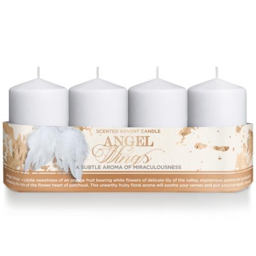 Svíčka Angel Wings válec 40x70mm s vůní advent S/4ks