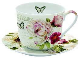 Porcelánový hrnek s podšálkem 400ml - R0628FLEU